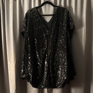 Black Sequin V-Neck top